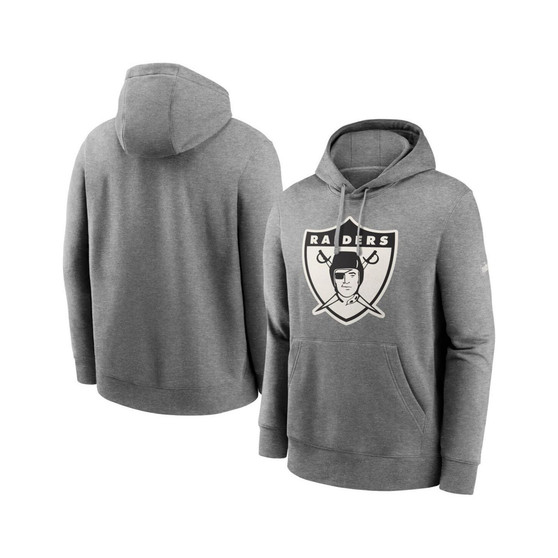 Men's Heathered Gray Oakland Raiders Rewind Club Fleece Pullover Hoodie