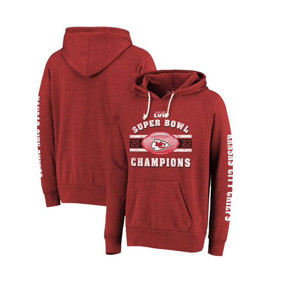 Men's Threads Red Kansas City Chiefs Super Bowl LVII Champions Always Champs Tri-Blend Pullover Hoodie