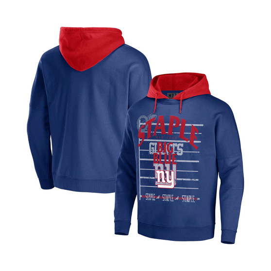 Men's NFL X Staple Blue New York Giants Oversized Gridiron Vintage-Like Wash Pullover Hoodie