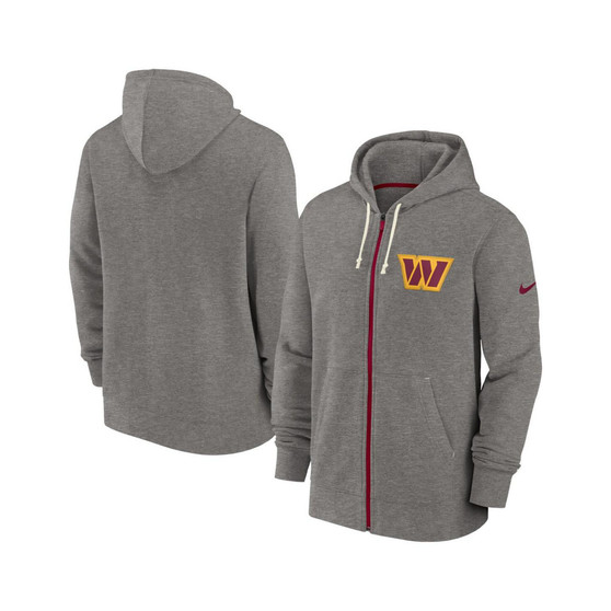 Men's Heather Charcoal, Burgundy Washington Commanders Historic Lifestyle Full-Zip Hoodie