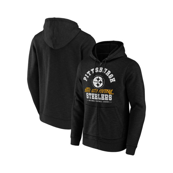 Men's NFL x Darius Rucker Collection by Black Pittsburgh Steelers Slub Full-Zip Hoodie