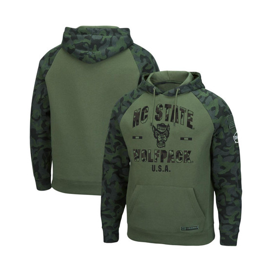 Men's Olive, Camo NC State Wolfpack OHT Military-Inspired Appreciation Raglan Pullover Hoodie