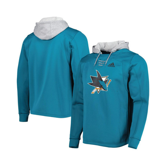Men's Teal San Jose Sharks Skate Lace Primeblue Team Pullover Hoodie