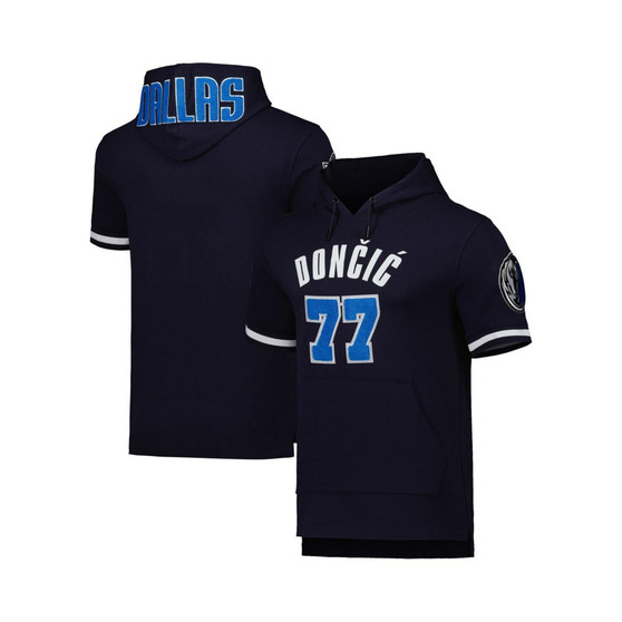 Men's Luka Doncic Navy Dallas Mavericks Name and Number Short Sleeve Pullover Hoodie
