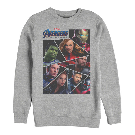 Marvel Men's Avengers Endgame Broken Glass Group, Crewneck Fleece