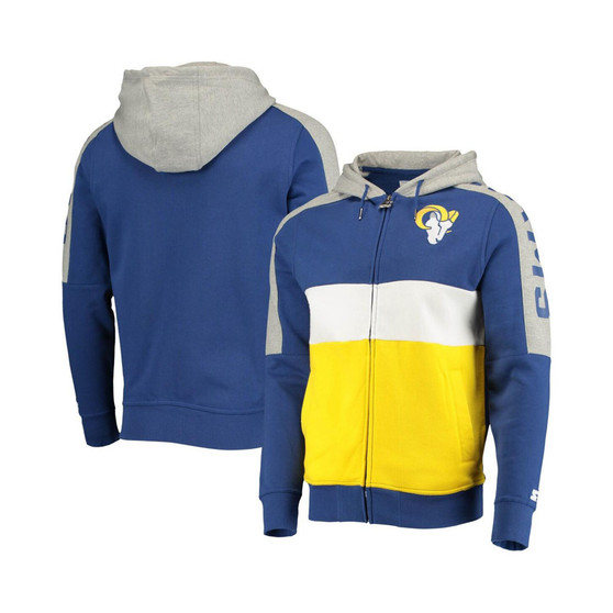 Men's Royal, Gold Los Angeles Rams Playoffs Color Block Full-Zip Hoodie