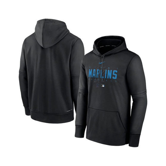 Men's Black Miami Marlins Authentic Collection Pregame Performance Pullover Hoodie