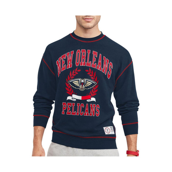 Men's Navy New Orleans Pelicans Peter French Terry Pullover Sweatshirt