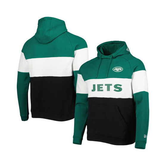 Men's Black New York Jets Colorblock Current Pullover Hoodie