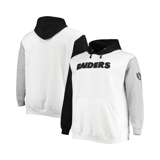 Men's Black, White Las Vegas Raiders Big and Tall Pullover Hoodie