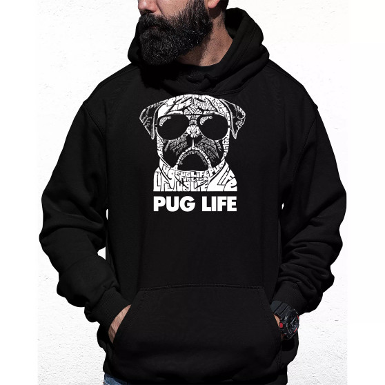 Men's Pug Life Word Art Hooded Sweatshirt