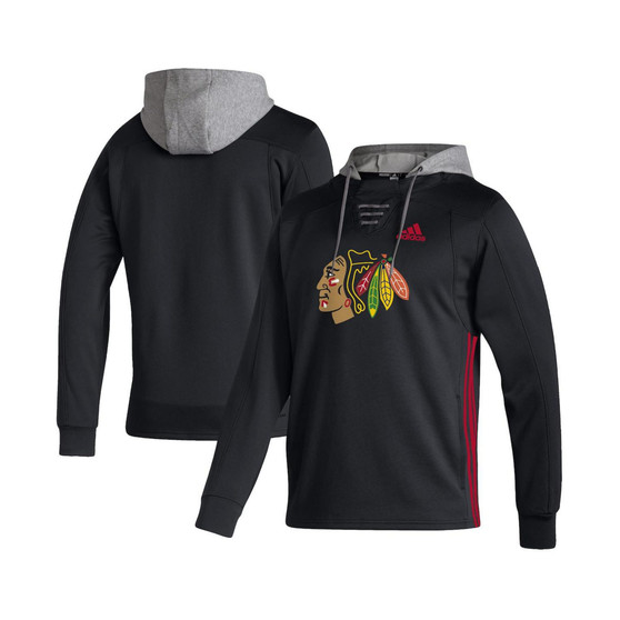 Men's Black Chicago Blackhawks Skate Lace Aeroready Pullover Hoodie