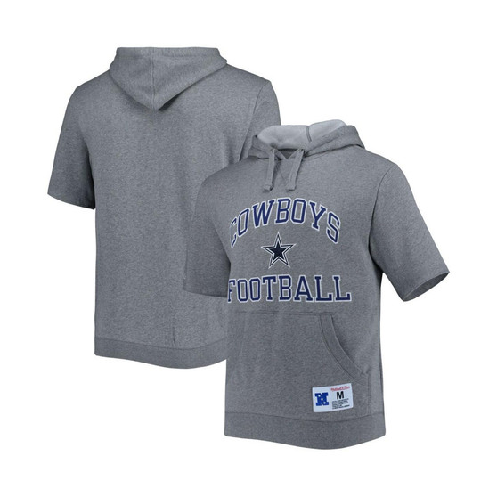 Men's Heather Gray Dallas Cowboys Washed Short Sleeve Pullover Hoodie