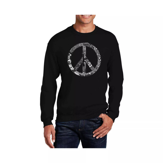 Men's Word Art Peace, Love and Music Crewneck Sweatshirt