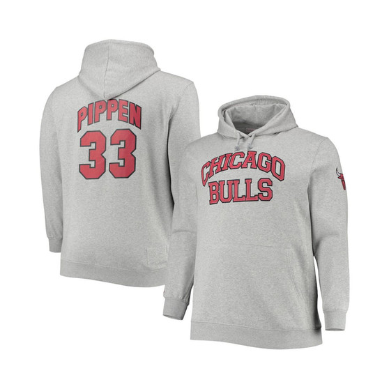 Men's Scottie Pippen Heathered Gray Chicago Bulls Big and Tall Name and Number Pullover Hoodie