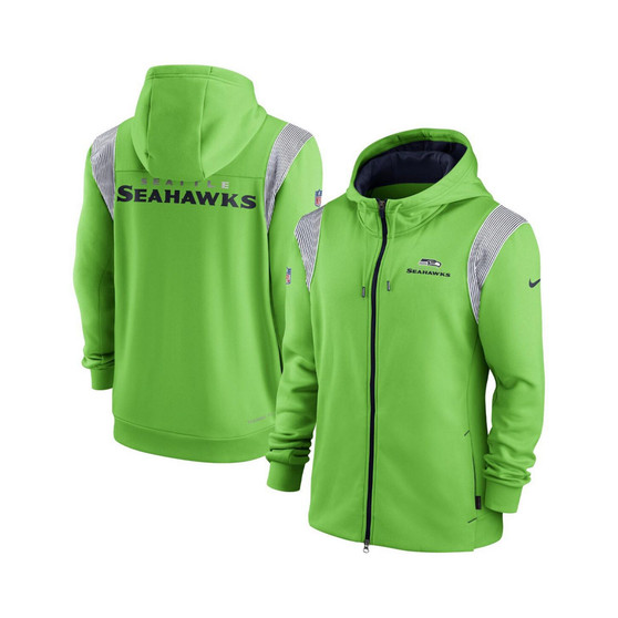 Men's Neon Green Seattle Seahawks Performance Sideline Lockup Full-Zip Hoodie