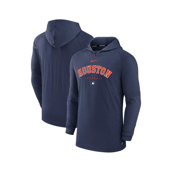 Men's Heather Navy Houston Astros Authentic Collection Early Work Tri-Blend Performance Pullover Hoodie