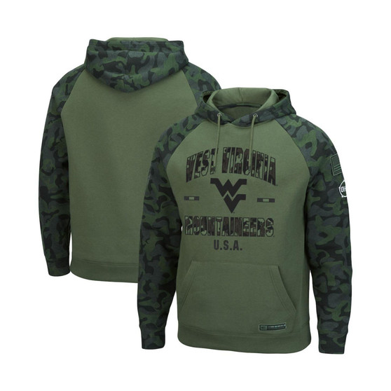 Men's Olive, Camo West Virginia Mountaineers OHT Military-Inspired Appreciation Raglan Pullover Hoodie