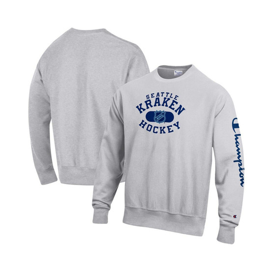 Men's Heathered Gray Seattle Kraken Reverse Weave Pullover Sweatshirt