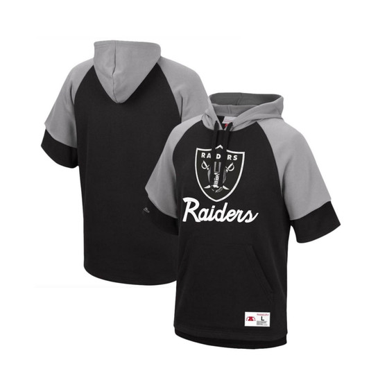Men's Black Las Vegas Raiders Home Advantage Raglan Short Sleeve Pullover Hoodie