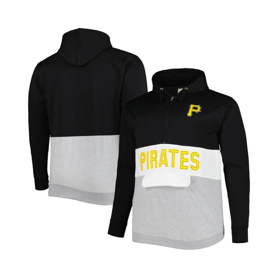 Men's Black and White Pittsburgh Pirates Big and Tall Fleece Half-Zip Hoodie