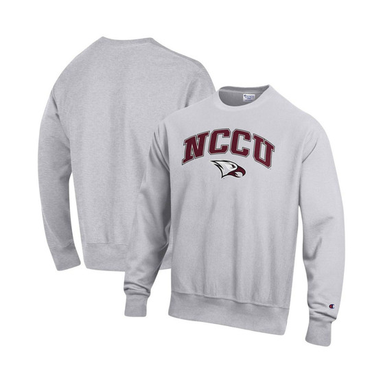 Men's Heathered Gray North Carolina Central Eagles Arch Over Logo Reverse Weave Pullover Sweatshirt