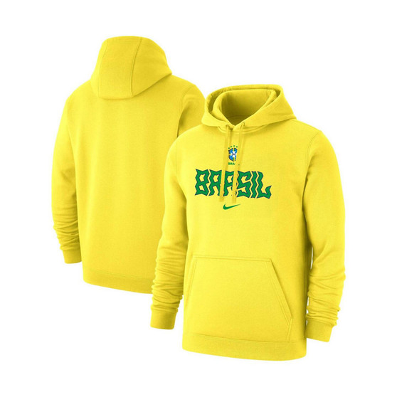 Men's Yellow Brazil National Team Lockup Club Pullover Hoodie