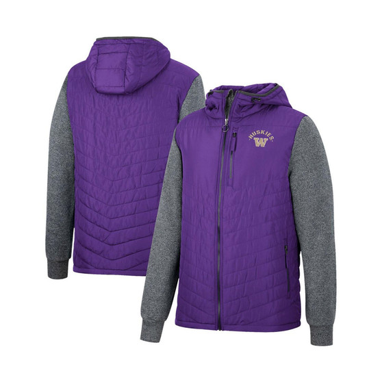 Men's Purple, Charcoal Washington Huskies Course Herringbone Full-Zip Hoodie