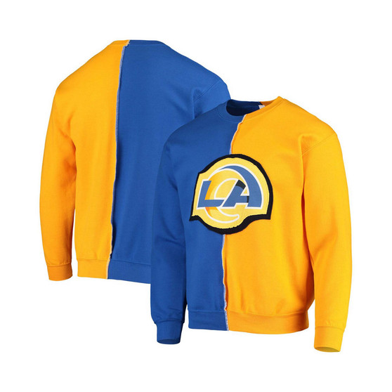 Men's Royal, Gold-Tone Los Angeles Rams Split Center Pullover Sweatshirt