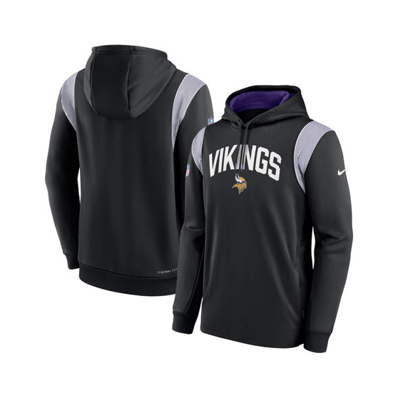Men's Black Minnesota Vikings Sideline Athletic Stack Performance Pullover Hoodie