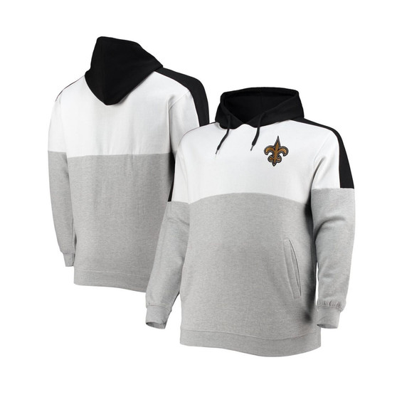 Men's Black, Heathered Gray New Orleans Saints Big and Tall Team Logo Pullover Hoodie