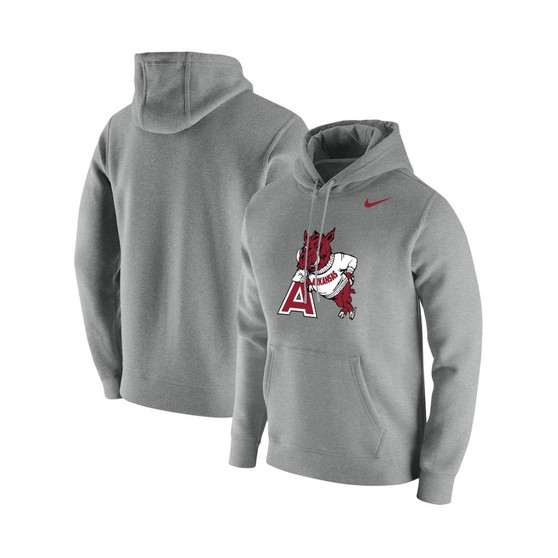 Men's Heathered Gray Arkansas Razorbacks Vintage-Like School Logo Pullover Hoodie