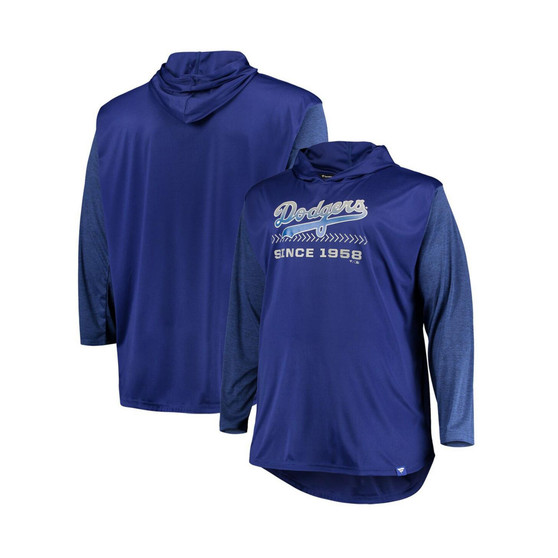 Men's Royal, Heathered Royal Los Angeles Dodgers Big and Tall Wordmark Club Pullover Hoodie