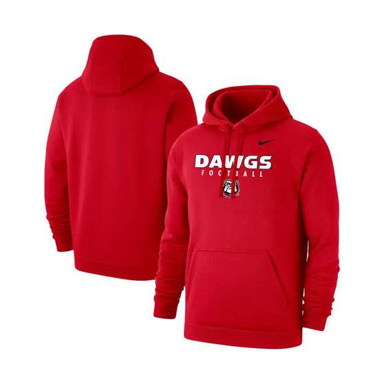 Men's Red Georgia Bulldogs Football Drop Club Pullover Hoodie