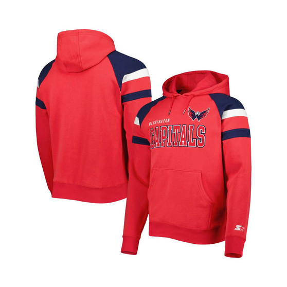 Men's Red, Navy Washington Capitals Draft Fleece Raglan Pullover Hoodie