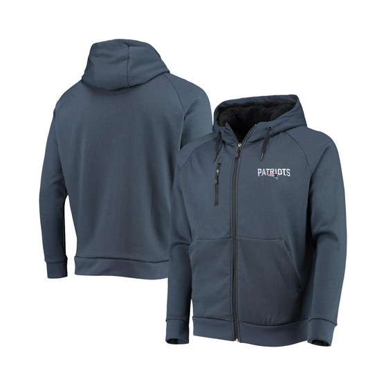 Men's Navy New England Patriots Shag Tri-Blend Full-Zip Raglan Hoodie