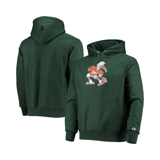 Men's Green Miami Hurricanes Vault Logo Reverse Weave Pullover Hoodie