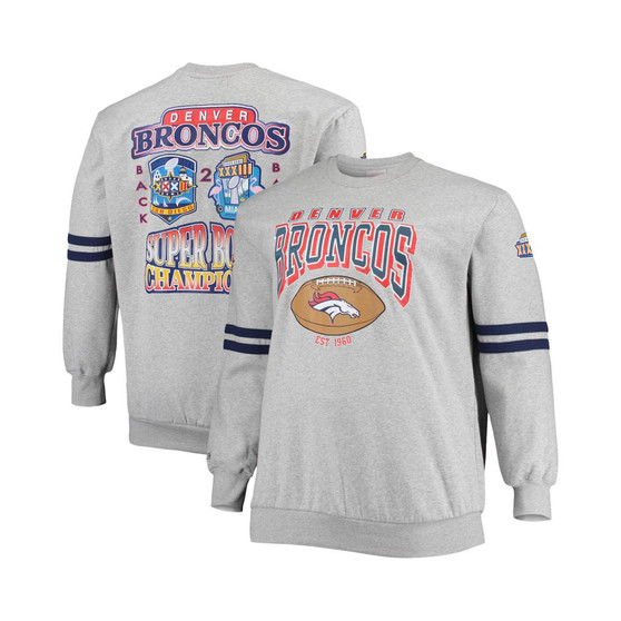 Men's Heather Gray Denver Broncos Big and Tall Allover Print Pullover Sweatshirt