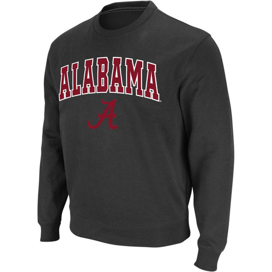 Men's Charcoal Alabama Crimson Tide Arch Logo Crew Neck Sweatshirt
