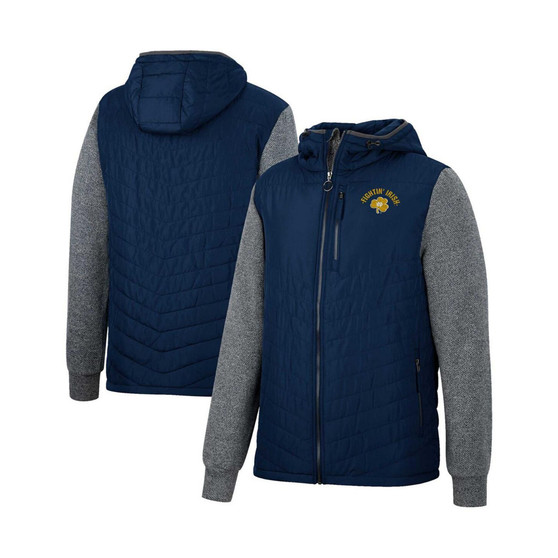 Men's Navy, Charcoal Notre Dame Fighting Irish Course Herringbone Full-Zip Hoodie