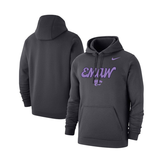 Men's Anthracite Kansas State Wildcats Lavender EMAW Club Pullover Hoodie