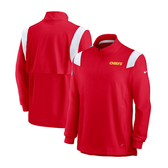 Men's Red Kansas City Chiefs 2021 Sideline Coaches Repel Quarter-Zip Jacket