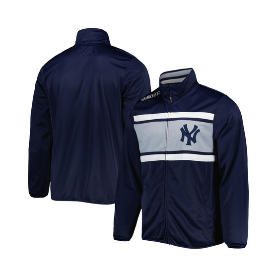 Men's Navy New York Yankees Off Tackle Full-Zip Track Jacket