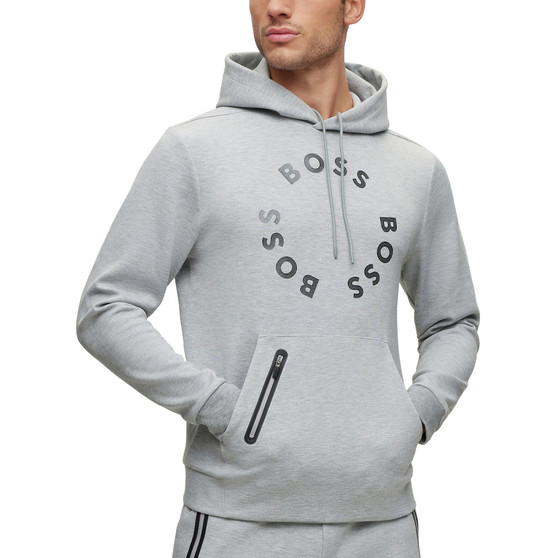Men's Cotton-Blend Hoodie with Circular Mesh-Effect Branding