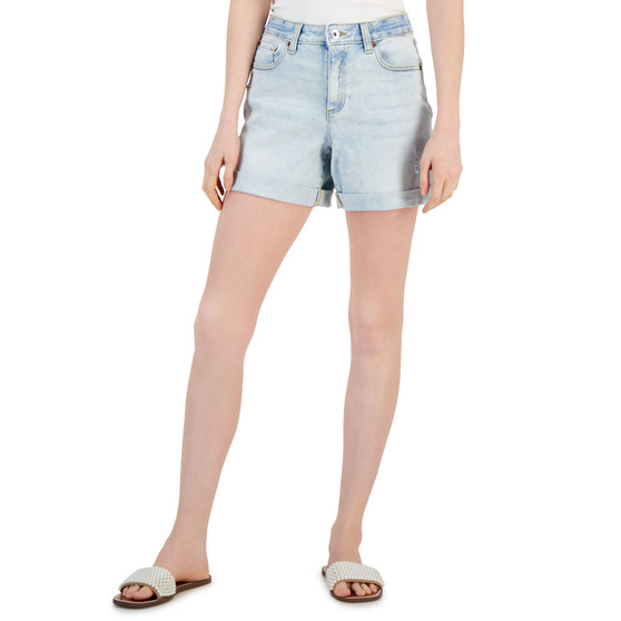 Women's High-Rise Cuffed Denim Shorts, Created for Macy's