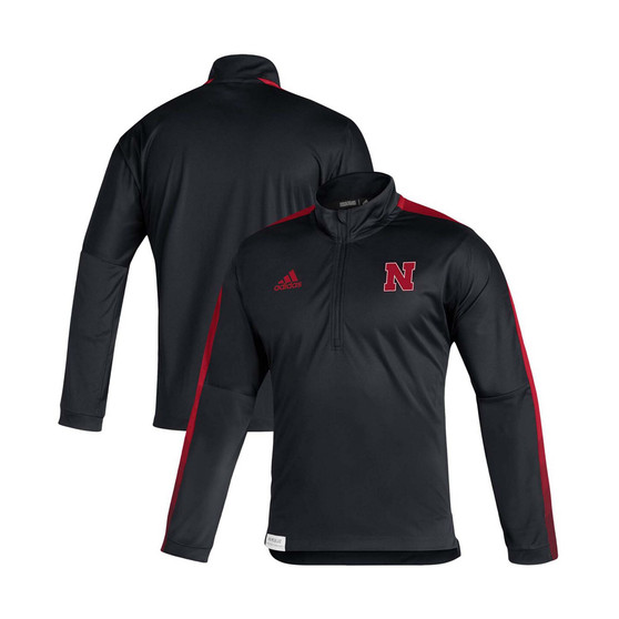 Men's Black Nebraska Huskers 2021 Sideline Primeblue Quarter-Zip Jacket