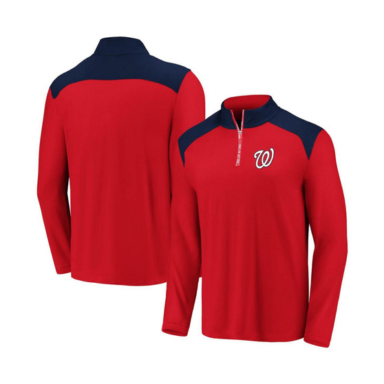 Men's Branded Red, Navy Washington Nationals Iconic Clutch Quarter-Zip Pullover Jacket