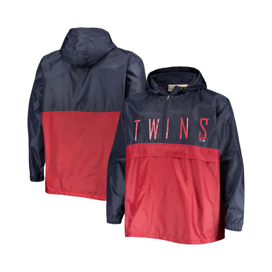 Men's Navy, Red Minnesota Twins Big and Tall Split Body Anorak Half-Zip Jacket