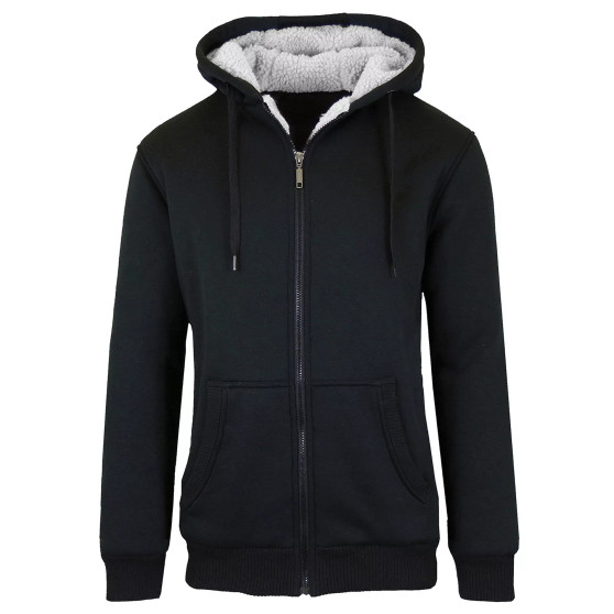 Men's Modern Fit Sherpa Lined Fleece Zip-Up Hoodie