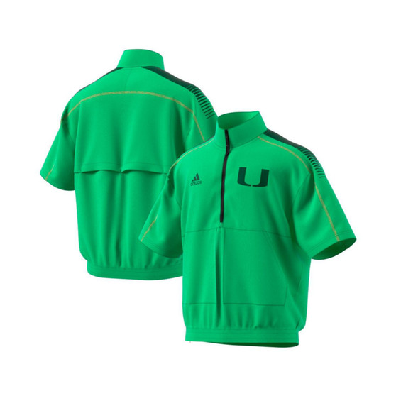 Men's Green Miami Hurricanes Miami Nights Strategy Half-Zip Short Sleeve Jacket